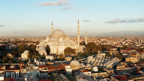 Aerial View Of Suleymaniye Mosque And Suleymaniye Salis Medresesi In Istanbul, Turkey.