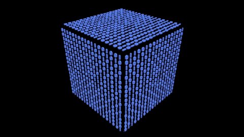 Magical Digital Cube 3D animation. VJ loops. Rotating numbers on the 3D cube.