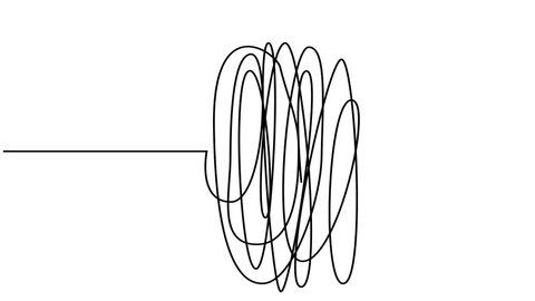 Self drawing animation of scribble, line art. Mess, problem, chaos.