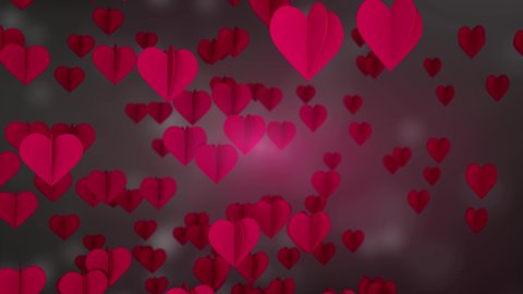 Loopable: red hearts flying, love, social media, celebration.Romantic  heart wedding background.Valentines Day, Mother's Day, wedding anniversary greeting cards.3d rendering