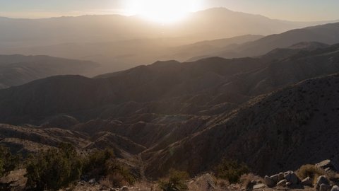 Time Lapse Sunset from Keys View, Panoramic Views of the Coachella Valley, San Andreas Fault in Joshua Tree National Park
