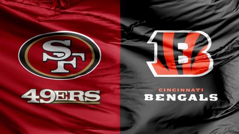 Santa Clara, United States. Jan 10, 2022. A waving flag of San Francisco 49ers vs Cincinnati Bengals. 