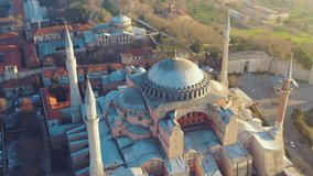 Hagia Sophia Cathedral, in Istanbul drone video.
