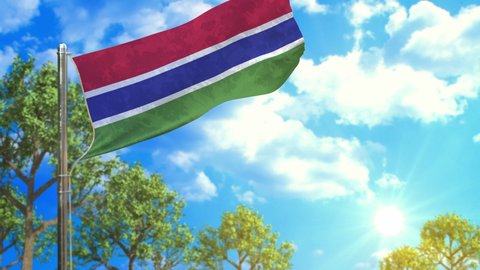 flag of Gambia at sunny day, good forecast symbol