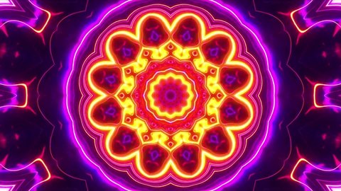 Multicolour Kaleidoscope Patterns. . Unique Kaleidoscopic Animation. Beautiful Bright Ornament. 4K Motion Graphics Background.