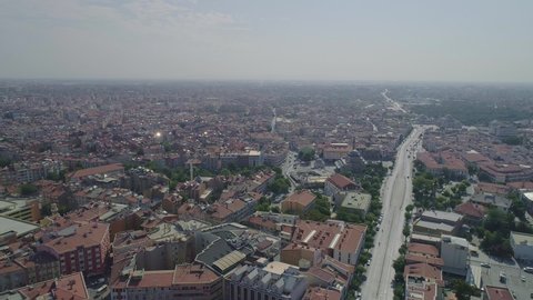 aerial drone view of the city, konya turkey