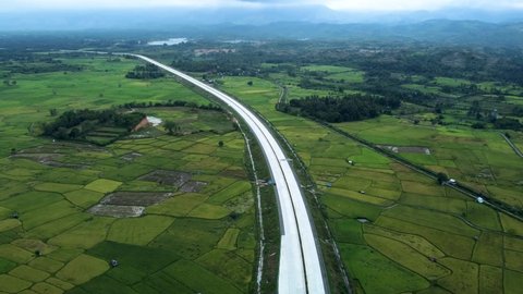 Aerial view of Sigli Banda Aceh (Sibanceh) toll road, Aceh, Indonesia.