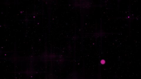Abstract seamless animation of flying particles in crimson neon rays. Infinite outer space. Beautiful background for psychological relief. 3D. 4K. Isolated black background.