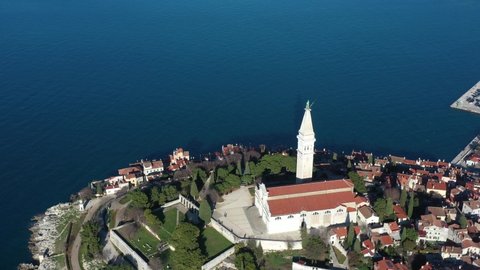 4k video. Aerial view of Rovinj, Croatia 