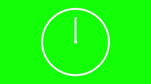 Animation of a clock with time pointers rotating backward. Time travel. Counting 24 Hours. A clock with moving hands. Motion graphics on green screen and chroma key background.
