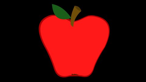Loop animation of a red apple bitten, on a transparent background