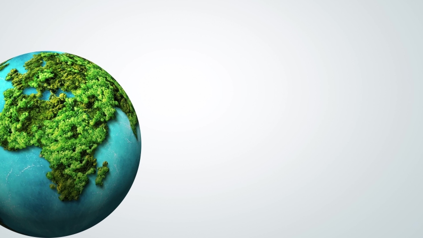 Green World Map animation- Earth day video tree or forest shape of world map isolated on white background. Earth Day or Environment day Concept. Green earth with electric car. Paris agreement concept. | Shutterstock HD Video #1086415307