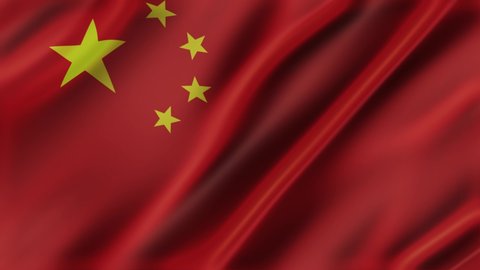 China waving flag fabric texture of the flag and 3d animation background.