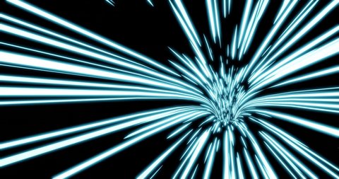Abstract blue and black light speed wormhole tunnel run down or power path animation loop. 3d rendering.
