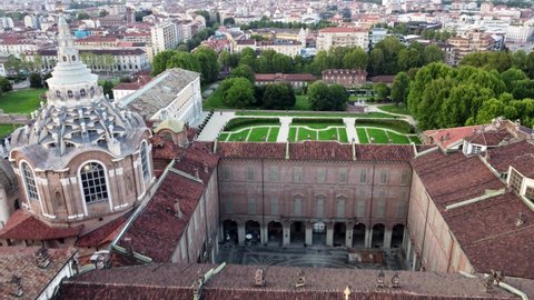 Aerial Flight Over Turin Torino Royal Palace of Turin - Palazzo Reale di Torino