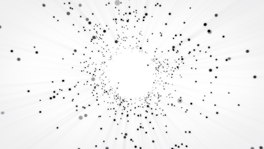 Animation of black and white particles representing big data stream. Concept of cloud computing services in data center. Network connections of IOT. Perfect to use as a technology or IT background. 4K