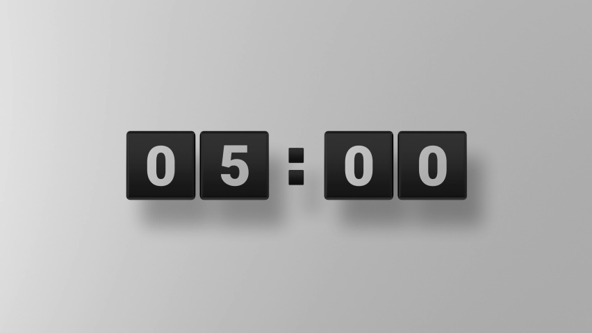 Countdown. Countdown 5 minutes. Countdown on glossy black box. Black cube. White background. 3D. 3D Rendering | Shutterstock HD Video #1086425462