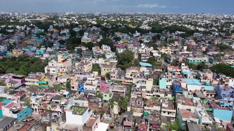 Chennai Aerial Footage Chennai, On The Bay of Bengal in Eastern India, is the capital of the State of Tamil Nadu. Kodambakkam And T.Nagar Area