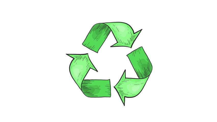 4k Loop Animated Hand Drawn Retro Style Green Recycling Icon Recycling Sign in Engraving Drawing Style Isolated on white background. Clean Environment Concept. Recycle Logo Rotating Animation. Royalty-Free Stock Footage #1086437189