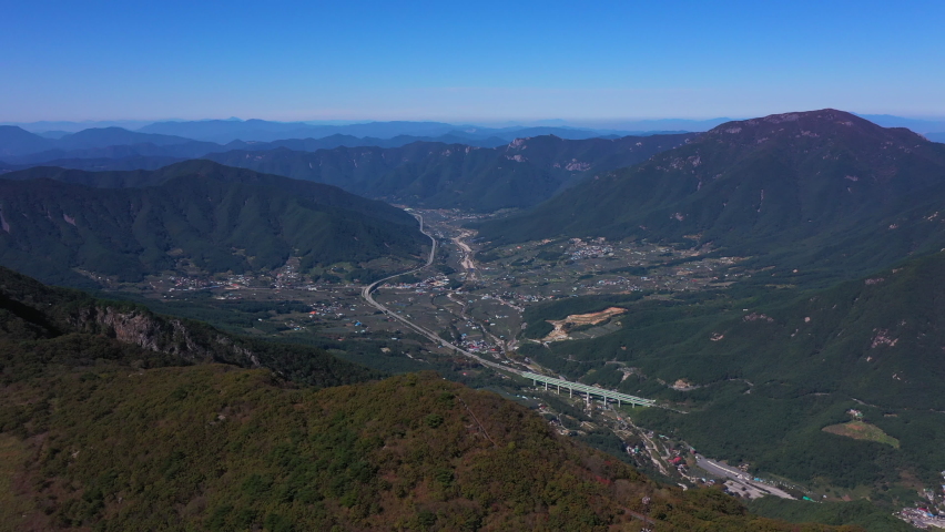 The view of Miryang from Jaeyaksan Mountain.