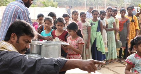 Serveing Food for Girls Village School Hyderabad India 1st Jan 2022