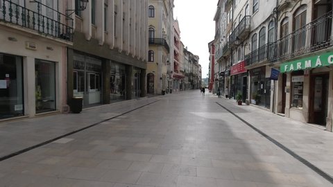 Coimbra, Portugal. - March 18, 2020. Rua Ferreira Borges, Barbican Gate.