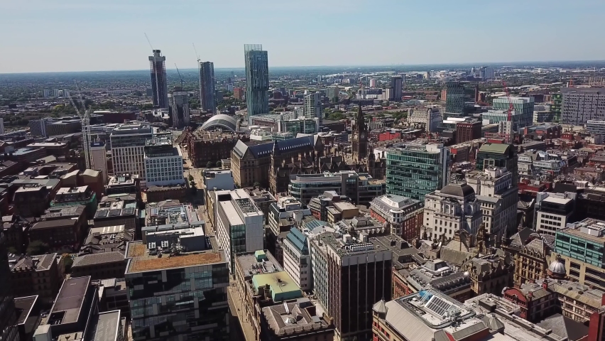Manchester city aerial view. United Kingdom. Royalty-Free Stock Footage #1086440072