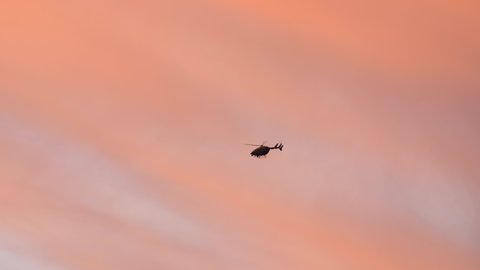 Helicopter in London Sunset Sky