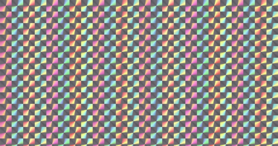 Hologram sticker background. Modern holo paper background with colored overflows. Colourful retro rainbow hologram paper animation.