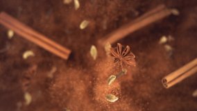 Cinnamon Sticks and Powder with Spices Flying and Falling in Slow Motion - Powered by Shutterstock - Get 15% off with code: PIKWIZARD15