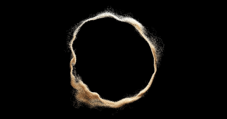 Circle border sand template. Abstract cycle ring animation. 4k Ultra HD exclusive particle flow video backdrop. Dust floating round on black background. Gold dust flying in a circular motion. | Shutterstock HD Video #1086460700
