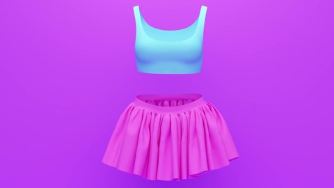 Bright modern top and skirt. Abstract loop animation