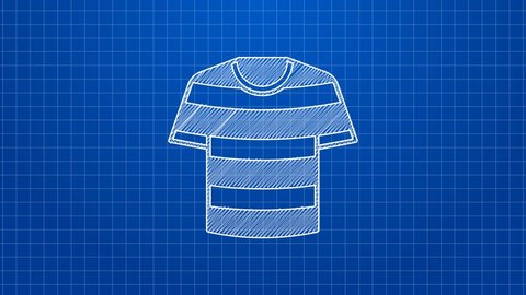 White line Striped sailor t-shirt icon isolated on blue background. Marine object. 4K Video motion graphic animation.