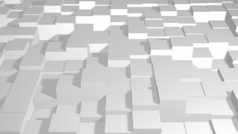 3d abstract animated looped background. white cubes pattern animation. motion design abstract geometrical shapes. stock video, live wallpaper backdrop. Squares, Geometric Surface