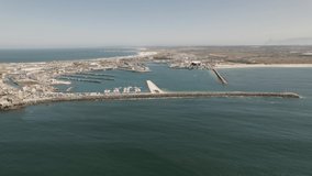 Peniche port, Portugal. Aerial orbit
