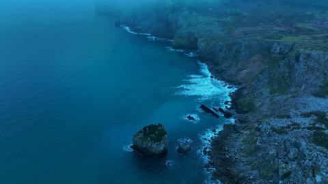 Dusk view of the Cantabrian coast in the Liendo Valley in the surroundings of Mount Candina, Liendo, Liendo Valley, Eastern Coastal Mountain, Cantabrian Sea, Cantabria, Spain, Europe