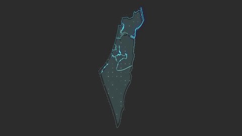 Israel map digital technology concept. HUD element.