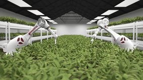 Artificial intelligence grows fresh herbs and vegetables. Healthy eating.