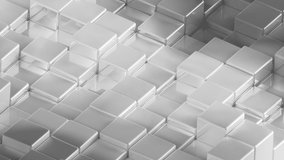 Abstract white gray grey silver metallic Cubes Background. Metal cube pattern wall. 3D rendering. Projection Mapping element with moving cubic surface. 4k Seamless loop - Powered by Shutterstock - Get 15% off with code: PIKWIZARD15