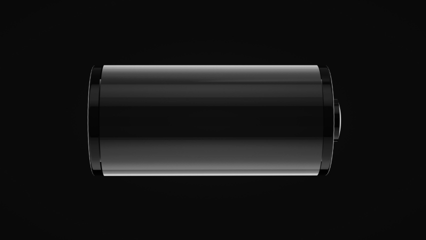 Charge icon on black background, battery is low. 3D Render. 4K. Royalty-Free Stock Footage #1086502337
