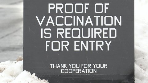 Markham, Ontario, Canada February 2022 Vaccine mandate for mandatory COVID 19 omicron vaccination at restaurants near Toronto