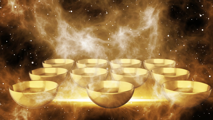 Tibetan bowl with abstract cloud effect Royalty-Free Stock Footage #1086510281