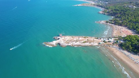 drone footage of coast line near Vieste Italy