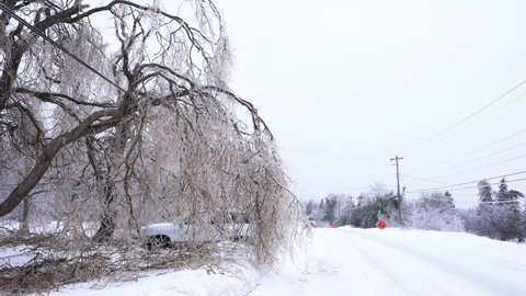 Major Ice Storm Causing Electrical Power Stock Footage Video (100% ...