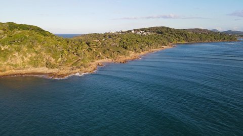 Bustard Bay Lookout At Seventeen Seventy At Sunset - 1770 Town In Gladstone Region, Queensland, Australia. - aerial