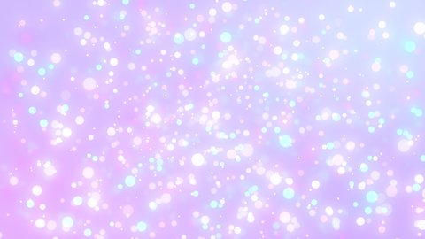 Animation of colorful circles, glitter, bokeh effect. Abstract floating particles, lights. light pink background. Looped live wallpaper. Festive animated stock footage. Holiday, christmas, new year.