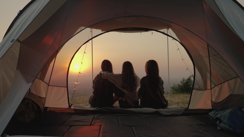girl friend group Asians socializing during summer camping vacation, vacation concept, travel, adventure, freedom Royalty-Free Stock Footage #1086533831
