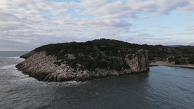 Voidokilia Beach aerial video, Mediterranean Sea greece aerial