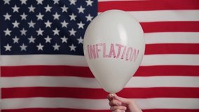 Economic crisis and inflation concept,Balloon with word inflation against usa flag, Rising prices for consumer goods and services - Powered by Shutterstock - Get 15% off with code: PIKWIZARD15