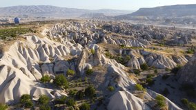 Flying over cappadocia valley in goreme with ballons, Turkey
